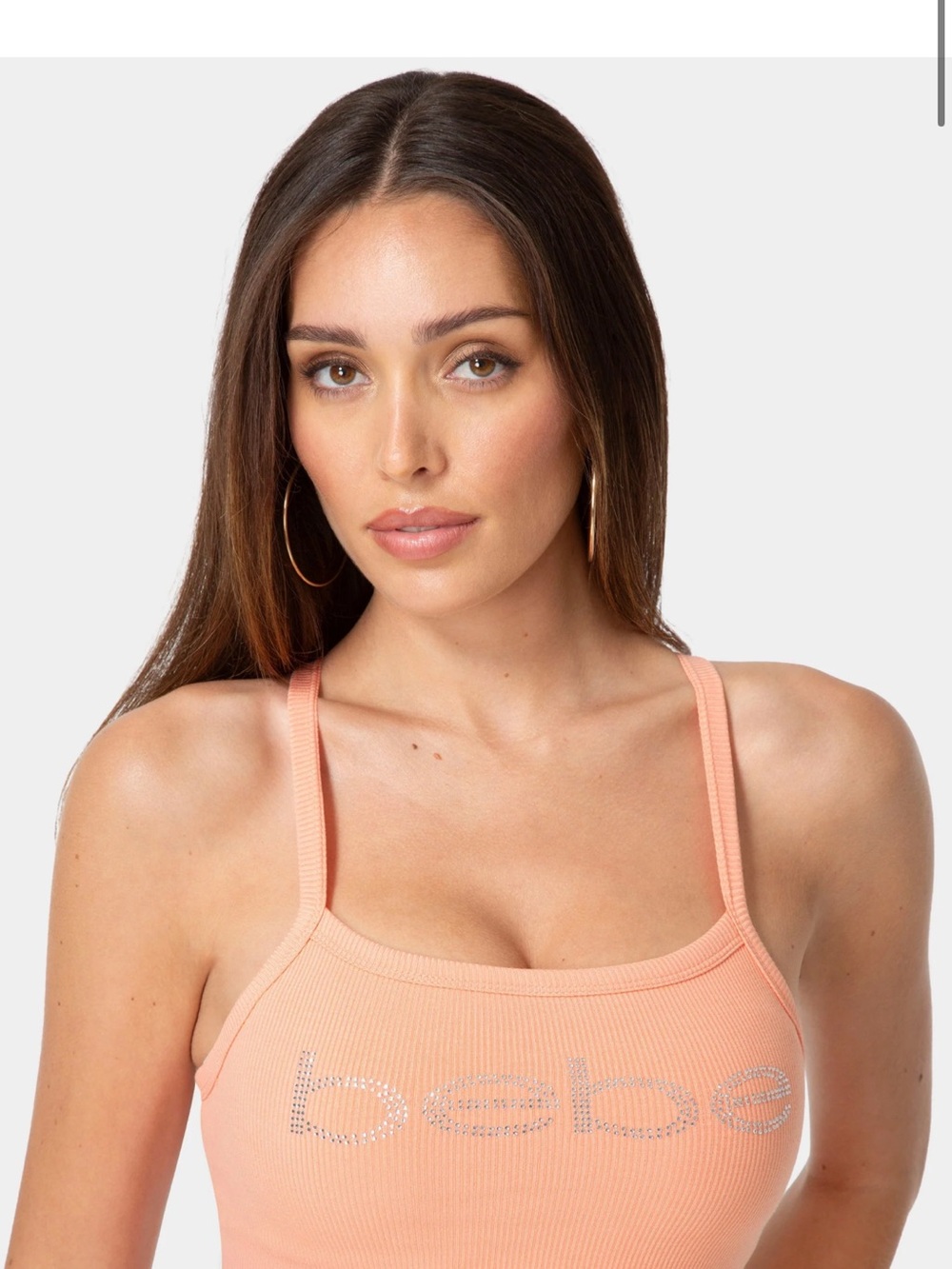 bebe Peach Ribbed Logo Tank Top - Picture 2 of 5